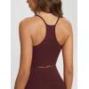image:imageODODOS Halter Sports Bra for Women Non Padded Strappy Cropped Tops Workout Yoga CropBurgundy