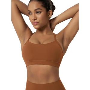 image:imageODODOS Cloud Feeling Y Racerback Sports Bra for Women Wirefree Padded Strappy Yoga BraCaramel