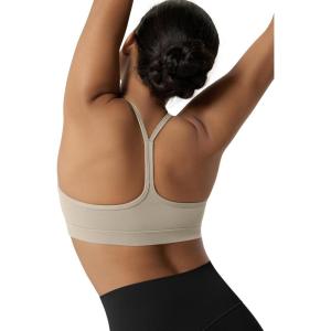 image:imageODODOS Cloud Feeling Y Racerback Sports Bra for Women Wirefree Padded Strappy Yoga BraDark Beige