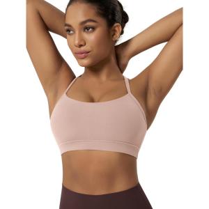 image:imageODODOS Cloud Feeling Y Racerback Sports Bra for Women Wirefree Padded Strappy Yoga BraDusty Pink