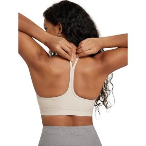 image:imageODODOS Cloud Feeling Y Racerback Sports Bra for Women Wirefree Padded Strappy Yoga BraEcru Heather