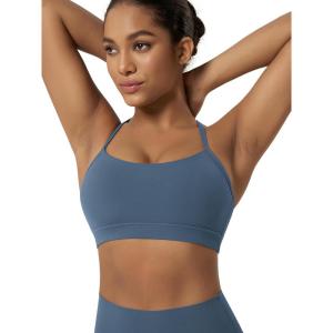 image:imageODODOS Cloud Feeling Y Racerback Sports Bra for Women Wirefree Padded Strappy Yoga BraInk Blue