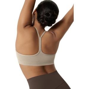 image:imageODODOS Cloud Feeling Y Racerback Sports Bra for Women Wirefree Padded Strappy Yoga BraShaker Beige