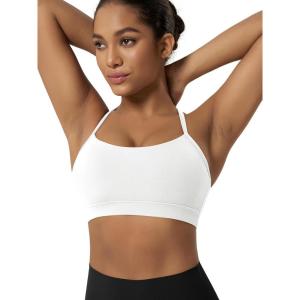 image:imageODODOS Cloud Feeling Y Racerback Sports Bra for Women Wirefree Padded Strappy Yoga BraWhite