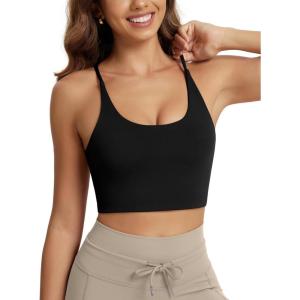 image:imageODODOS Halter Sports Bra for Women Non Padded Strappy Cropped Tops Workout Yoga CropBlack