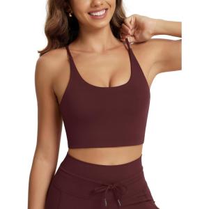 image:imageODODOS Halter Sports Bra for Women Non Padded Strappy Cropped Tops Workout Yoga CropBurgundy