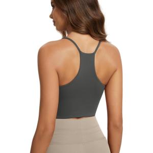 image:imageODODOS Halter Sports Bra for Women Non Padded Strappy Cropped Tops Workout Yoga CropCharcoal