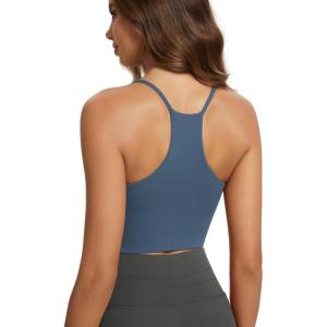 image:imageODODOS Halter Sports Bra for Women Non Padded Strappy Cropped Tops Workout Yoga CropInk Blue