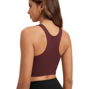 image:imageODODOS Racerback Tank Bra for Women High Neck Non Padded Medium Support Sports Bra Workout Yoga Crop TopsBurgundy