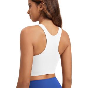 image:imageODODOS Racerback Tank Bra for Women High Neck Non Padded Medium Support Sports Bra Workout Yoga Crop TopsWhite