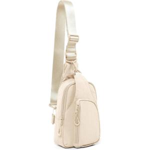image:imageODODOS Sling Bag with Adjustable Straps Crossbody Chest Bag Lightweight Small Backpack for Casual Traveling HikingIvory
