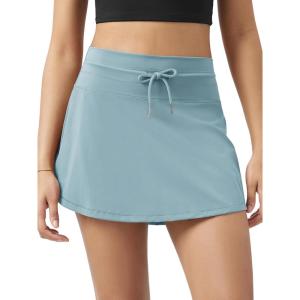 image:imageODODOS Womens Drawstring Tie Skirts Builtin Shorts Athletic Golf Tennis Skorts with Ball PocketChambray