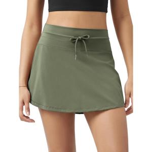 image:imageODODOS Womens Drawstring Tie Skirts Builtin Shorts Athletic Golf Tennis Skorts with Ball PocketDark Olive
