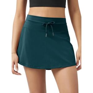 image:imageODODOS Womens Drawstring Tie Skirts Builtin Shorts Athletic Golf Tennis Skorts with Ball PocketForest Teal