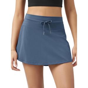 image:imageODODOS Womens Drawstring Tie Skirts Builtin Shorts Athletic Golf Tennis Skorts with Ball PocketInk Blue