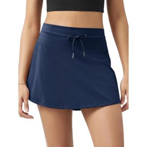image:imageODODOS Womens Drawstring Tie Skirts Builtin Shorts Athletic Golf Tennis Skorts with Ball PocketNavy