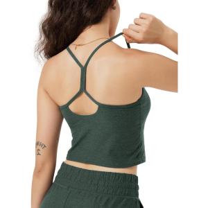 image:imageODODOS Womens Slim Racerback Cropped Tank  odSTRATUM Tech Sports Bra Ultra Soft UPF 50 Cami Top with Builtin BraAspen Heather