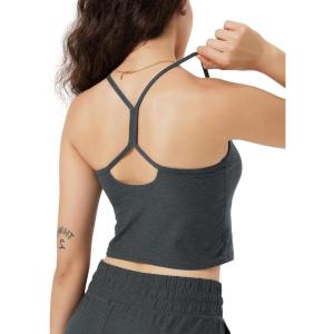 image:imageODODOS Womens Slim Racerback Cropped Tank  odSTRATUM Tech Sports Bra Ultra Soft UPF 50 Cami Top with Builtin BraCharcoal Heather