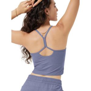 image:imageODODOS Womens Slim Racerback Cropped Tank  odSTRATUM Tech Sports Bra Ultra Soft UPF 50 Cami Top with Builtin BraCosmic Heather