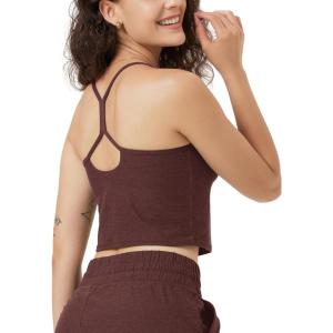 image:imageODODOS Womens Slim Racerback Cropped Tank  odSTRATUM Tech Sports Bra Ultra Soft UPF 50 Cami Top with Builtin BraJava Heather