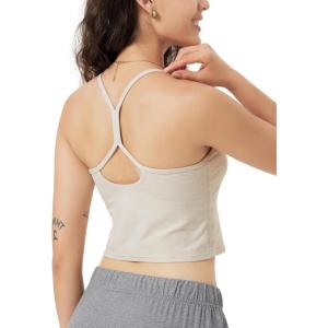 image:imageODODOS Womens Slim Racerback Cropped Tank  odSTRATUM Tech Sports Bra Ultra Soft UPF 50 Cami Top with Builtin BraMilkweed Heather
