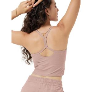 image:imageODODOS Womens Slim Racerback Cropped Tank  odSTRATUM Tech Sports Bra Ultra Soft UPF 50 Cami Top with Builtin BraRose Pink Heather