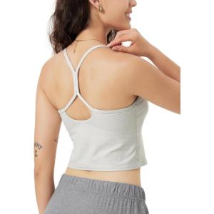 image:imageODODOS Womens Slim Racerback Cropped Tank  odSTRATUM Tech Sports Bra Ultra Soft UPF 50 Cami Top with Builtin BraSalt Heather