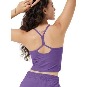 image:imageODODOS Womens Slim Racerback Cropped Tank  odSTRATUM Tech Sports Bra Ultra Soft UPF 50 Cami Top with Builtin BraUltra Violet Heather