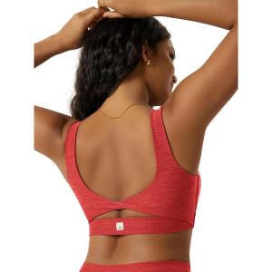 image:imageODODOS Womens Twisted Back Sports Bra  UltraSoft odSTRATUM Tech Open Back Bra Medium Support with Removable PadsRed Heather