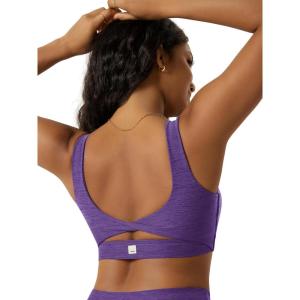 image:imageODODOS Womens Twisted Back Sports Bra  UltraSoft odSTRATUM Tech Open Back Bra Medium Support with Removable PadsUltra Violet Heather