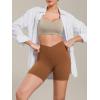 image:imageODODOS Cloud Feeling Cross Waist Yoga Shorts for Women 6 Crossover High Waist Lounge Biker ShortsCaramel