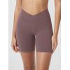 image:imageODODOS Cloud Feeling Cross Waist Yoga Shorts for Women 6 Crossover High Waist Lounge Biker ShortsPurple Taupe