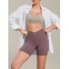 image:imageODODOS Cloud Feeling Cross Waist Yoga Shorts for Women 6 Crossover High Waist Lounge Biker ShortsPurple Taupe