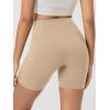 image:imageODODOS Cloud Feeling Cross Waist Yoga Shorts with Pockets for Women 6 Crossover High Waist Lounge Biker ShortsBeige