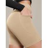 image:imageODODOS Cloud Feeling Cross Waist Yoga Shorts with Pockets for Women 6 Crossover High Waist Lounge Biker ShortsBeige