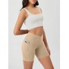 image:imageODODOS Cloud Feeling Cross Waist Yoga Shorts with Pockets for Women 6 Crossover High Waist Lounge Biker ShortsBeige