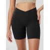 image:imageODODOS Cloud Feeling Cross Waist Yoga Shorts with Pockets for Women 6 Crossover High Waist Lounge Biker ShortsBlack