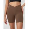 image:imageODODOS Cloud Feeling Cross Waist Yoga Shorts with Pockets for Women 6 Crossover High Waist Lounge Biker ShortsBrunette