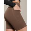 image:imageODODOS Cloud Feeling Cross Waist Yoga Shorts with Pockets for Women 6 Crossover High Waist Lounge Biker ShortsBrunette