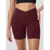 image:imageODODOS Cloud Feeling Cross Waist Yoga Shorts with Pockets for Women 6 Crossover High Waist Lounge Biker ShortsBurgundy
