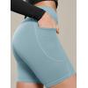 image:imageODODOS Cloud Feeling Cross Waist Yoga Shorts with Pockets for Women 6 Crossover High Waist Lounge Biker ShortsChambray