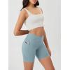 image:imageODODOS Cloud Feeling Cross Waist Yoga Shorts with Pockets for Women 6 Crossover High Waist Lounge Biker ShortsChambray
