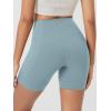 image:imageODODOS Cloud Feeling Cross Waist Yoga Shorts with Pockets for Women 6 Crossover High Waist Lounge Biker ShortsChambray