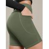 image:imageODODOS Cloud Feeling Cross Waist Yoga Shorts with Pockets for Women 6 Crossover High Waist Lounge Biker ShortsDark Olive