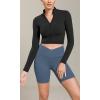 image:imageODODOS Cloud Feeling Cross Waist Yoga Shorts with Pockets for Women 6 Crossover High Waist Lounge Biker ShortsInk Blue