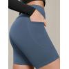image:imageODODOS Cloud Feeling Cross Waist Yoga Shorts with Pockets for Women 6 Crossover High Waist Lounge Biker ShortsInk Blue