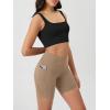 image:imageODODOS Cloud Feeling Cross Waist Yoga Shorts with Pockets for Women 6 Crossover High Waist Lounge Biker ShortsLight Brown