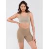 image:imageODODOS Cloud Feeling Cross Waist Yoga Shorts with Pockets for Women 6 Crossover High Waist Lounge Biker ShortsLight Brown