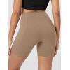 image:imageODODOS Cloud Feeling Cross Waist Yoga Shorts with Pockets for Women 6 Crossover High Waist Lounge Biker ShortsLight Brown