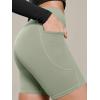 image:imageODODOS Cloud Feeling Cross Waist Yoga Shorts with Pockets for Women 6 Crossover High Waist Lounge Biker ShortsLime Stone